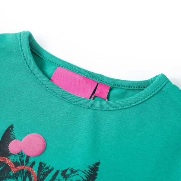 T-shirt de manga comprida para criança verde-brilhante 128 – Image 3