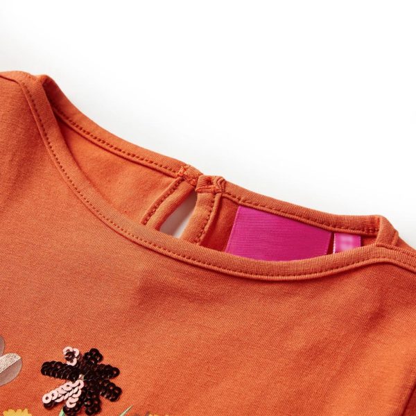 T-shirt de manga comprida para criança laranja-queimado 128 – Image 3