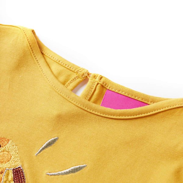 T-shirt de manga comprida para criança ocre-escuro 104 – Image 3