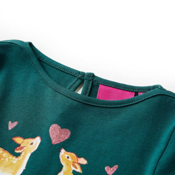 T-shirt de manga comprida para criança verde-escuro 104 – Image 3