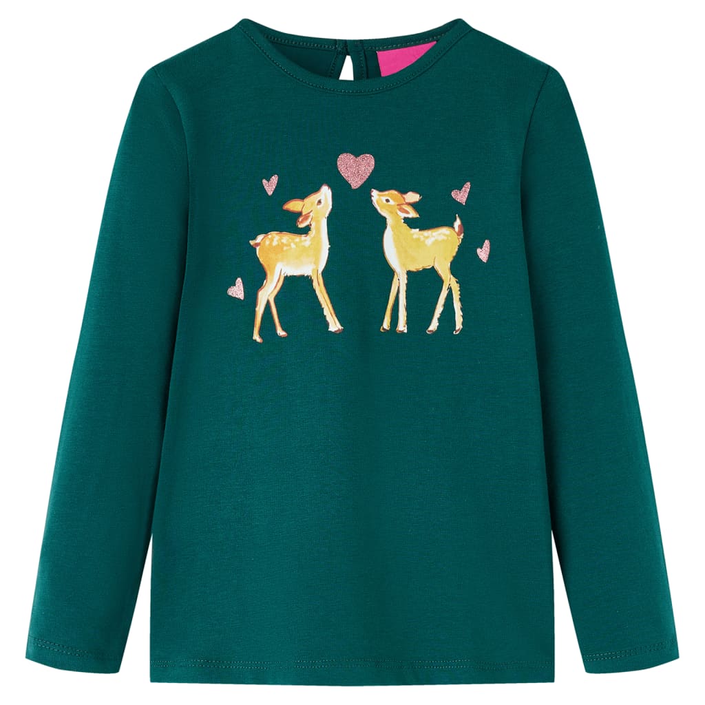 T-shirt de manga comprida para criança verde-escuro 116