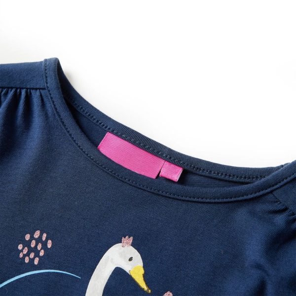 T-shirt de manga comprida para criança azul-marinho 128 – Image 3