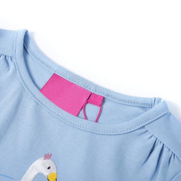 T-shirt de manga comprida para criança azul-claro 104 – Image 3