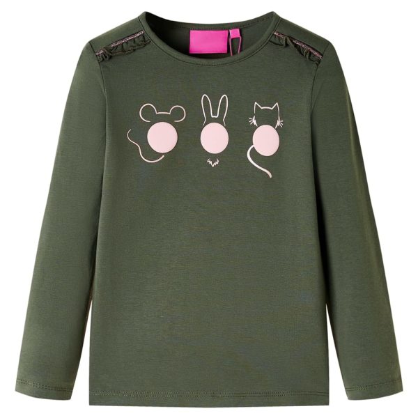 T-shirt de manga comprida para criança cor caqui 104