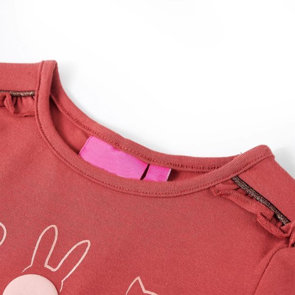 T-shirt de manga comprida para criança rosa-queimado 104 – Image 3