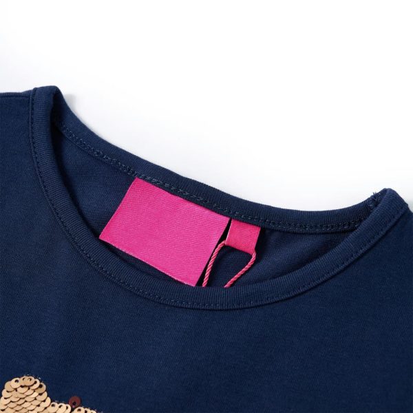 T-shirt de manga comprida para criança azul-marinho 104 – Image 3