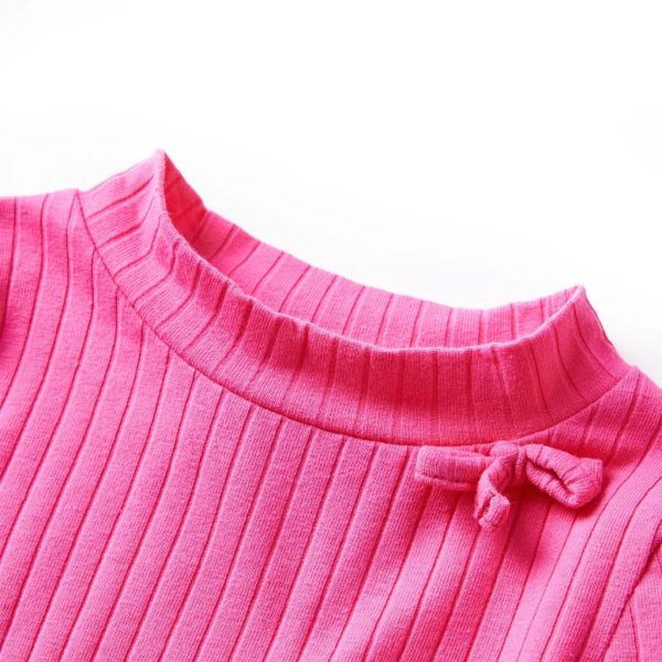 T-shirt manga comprida p/ criança malha canelada rosa-choque 140 – Image 3
