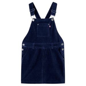 Vestido com peitilho para criança bombazina azul-marinho 104