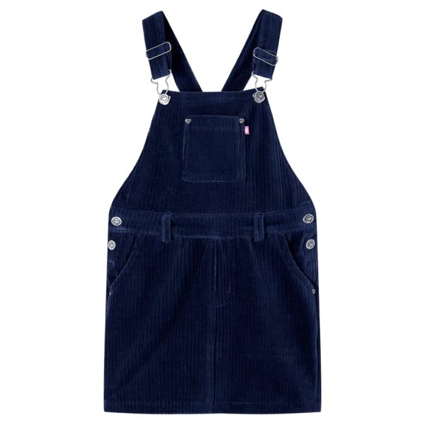 Vestido com peitilho para criança bombazina azul-marinho 128