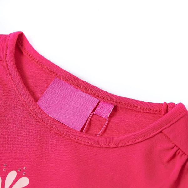 T-shirt de manga comprida para criança rosa-choque 104 – Image 3