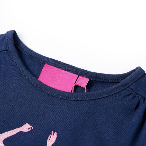 T-shirt de manga comprida para criança azul-marinho 104 – Image 3