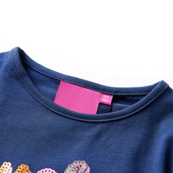 T-shirt de manga comprida para criança azul-marinho 92 – Image 3