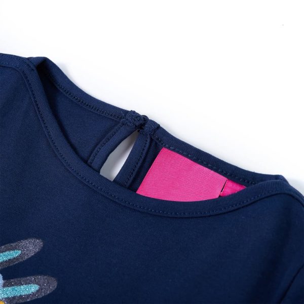 T-shirt de manga comprida para criança azul-marinho 140 – Image 3