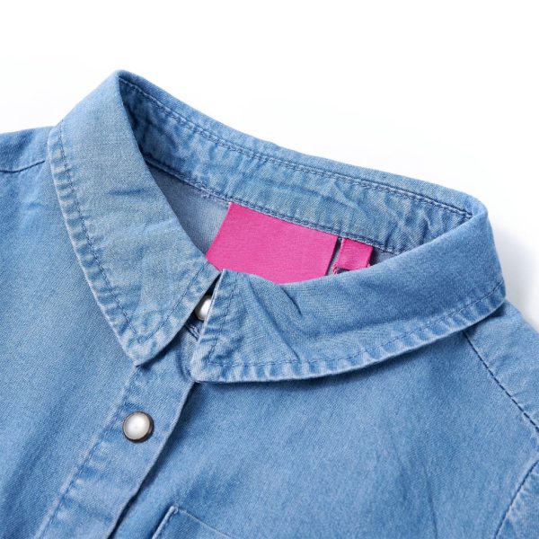 Vestido de manga comprida para criança azul-marinho e azul-ganga 92 – Image 3