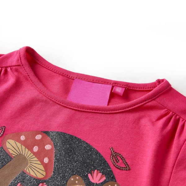 T-shirt de manga comprida para criança rosa-choque 104 – Image 3