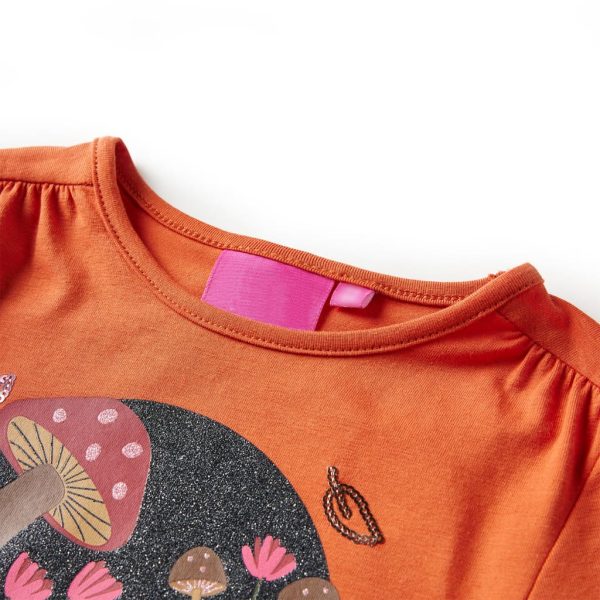 T-shirt de manga comprida para criança laranja-queimado 140 – Image 3