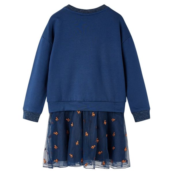 Vestido de manga comprida para criança azul-marinho 92 – Image 2