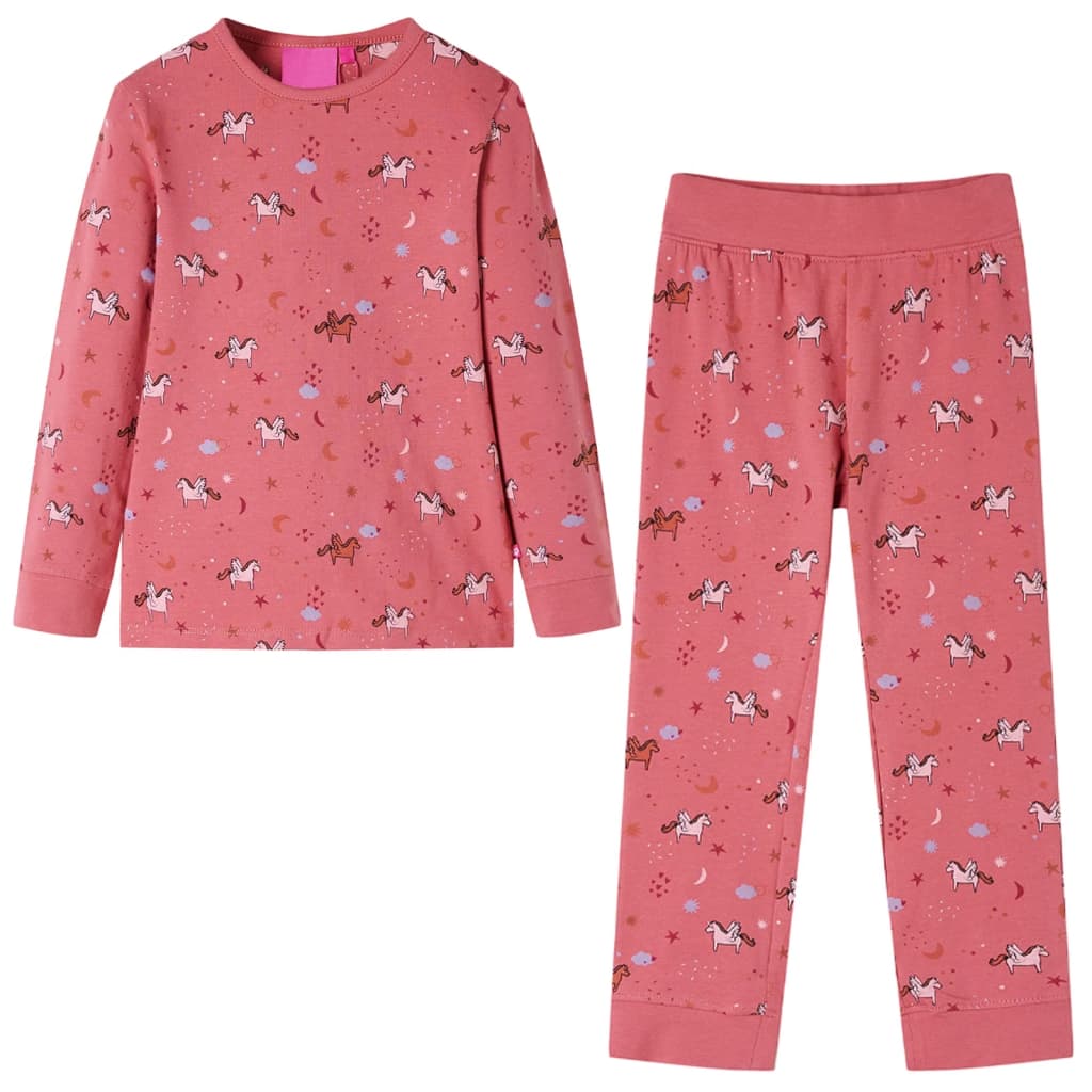 Pijama de manga comprida para criança rosa-velho 104