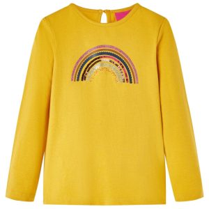T-shirt de manga comprida para criança cor ocre 116