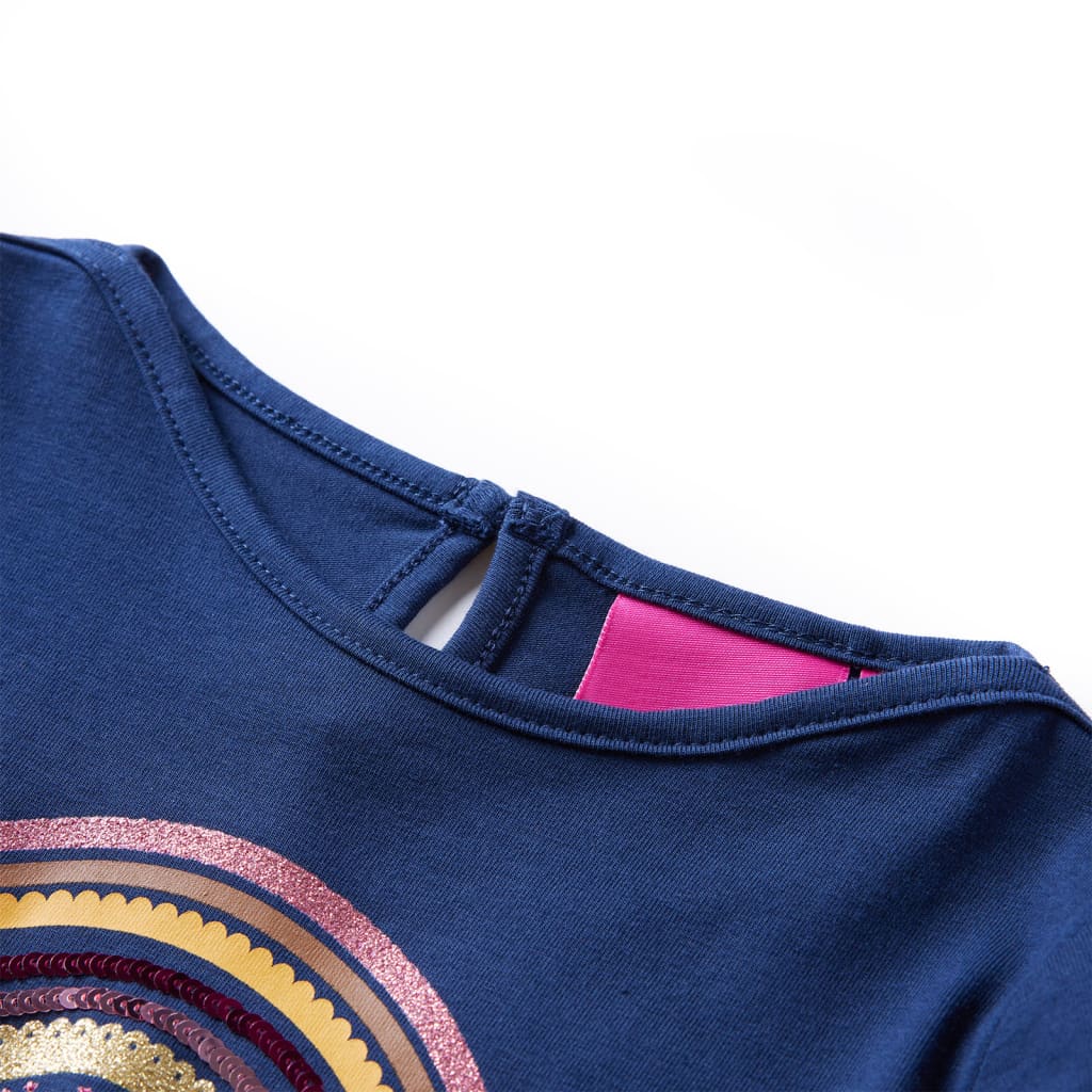 T-shirt de manga comprida para criança azul-marinho 128 – Image 3