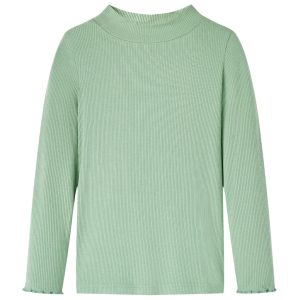 T-shirt manga comprida para criança de meia gola menta-escuro 140