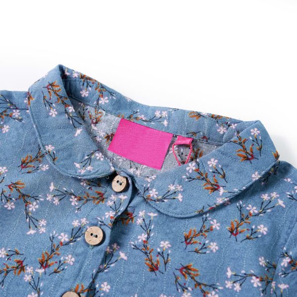Vestido de manga comprida para criança azul-petróleo 104 – Image 3