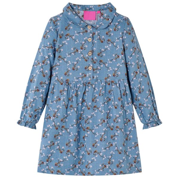 Vestido de manga comprida para criança azul-petróleo 128
