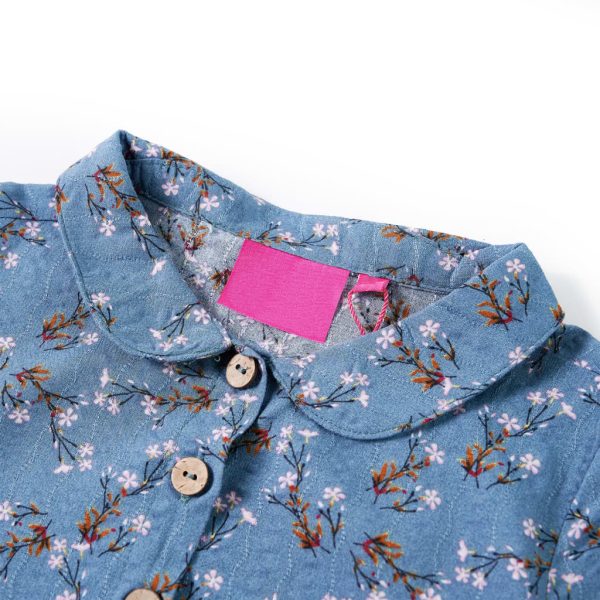 Vestido de manga comprida para criança azul-petróleo 128 – Image 3
