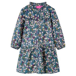 Vestido de manga comprida para criança azul-escuro 128