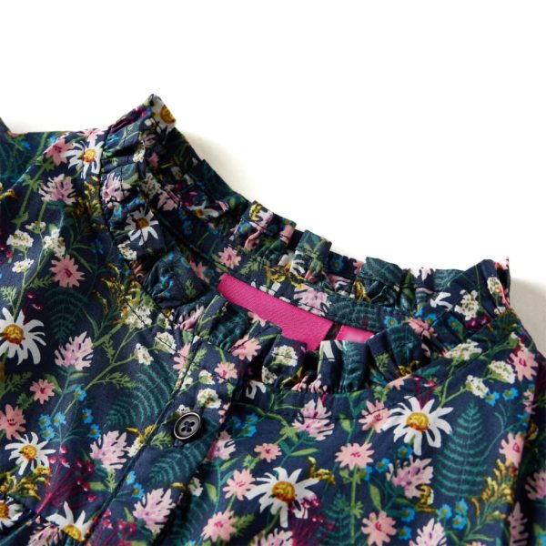 Vestido de manga comprida para criança azul-escuro 128 – Image 3