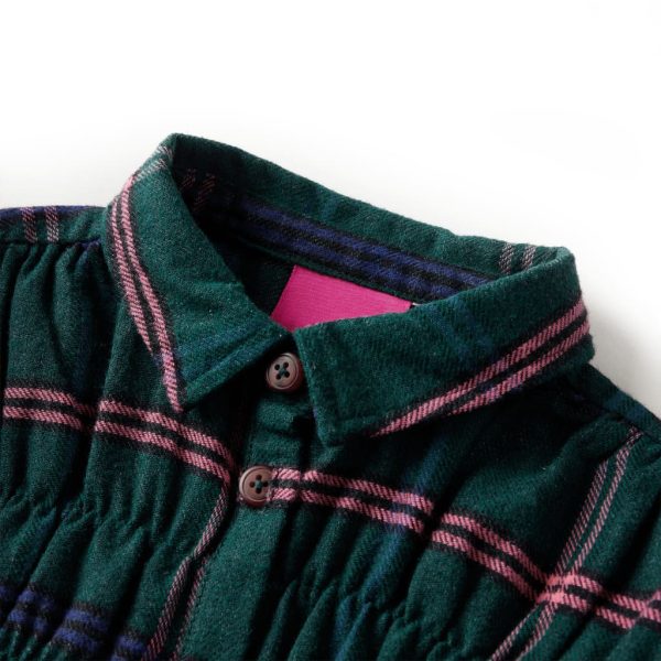 Vestido de criança com manga comprida e folhos verde-escuro 140 – Image 3