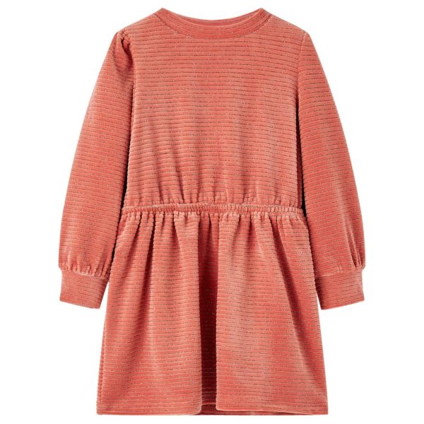 Vestido de manga comprida p/ criança rosa-médio 104