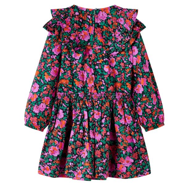 Vestido de criança com mangas compridas rosa-brilhante 128 – Image 2