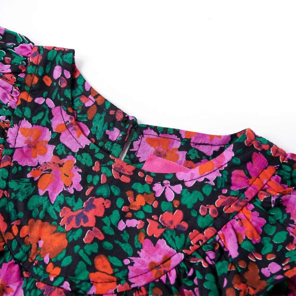 Vestido de criança com mangas compridas rosa-brilhante 128 – Image 3