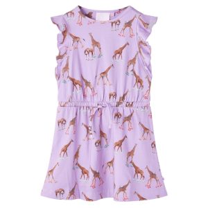 Vestido para criança mangas com folhos e cordão lilás 92