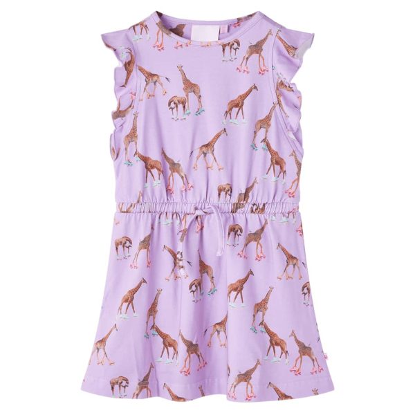 Vestido para criança mangas com folhos e cordão lilás 92