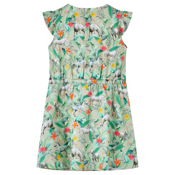 Vestido de criança com manga sino caqui-claro 92 – Image 2