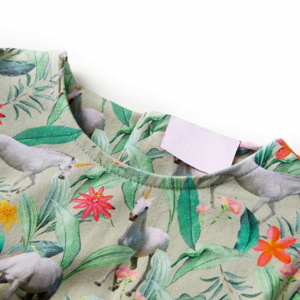 Vestido de criança com manga sino caqui-claro 92 – Image 3