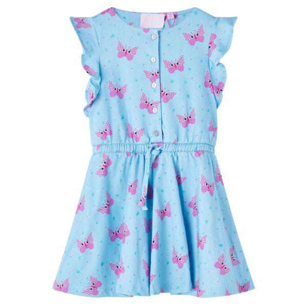 Vestido sem mangas para criança com botões azul 128