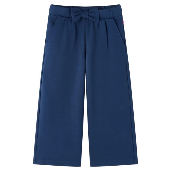 Calças de criança com pernas largas azul-marinho 140