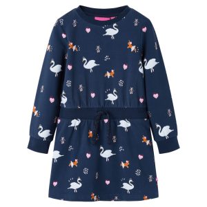 Vestido de manga comprida para criança azul-marinho 104