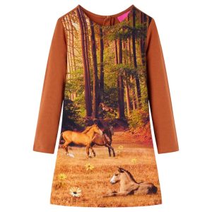 Vestido de manga comprida para criança conhaque 116