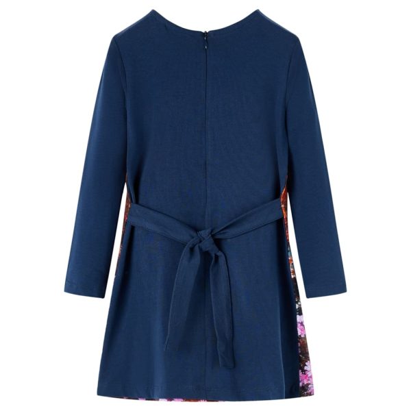 Vestido de manga comprida para criança azul-marinho 92 – Image 2