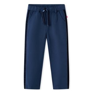 Calças de criança com remates pretos azul-marinho 92