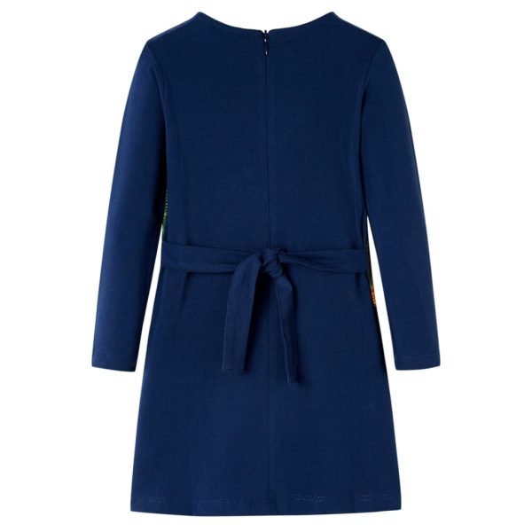 Vestido de manga comprida para criança azul-marinho 104 – Image 2