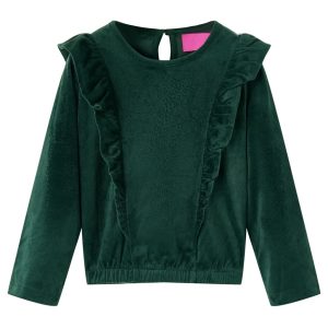 Blusa para criança com folhos verde-escuro 116