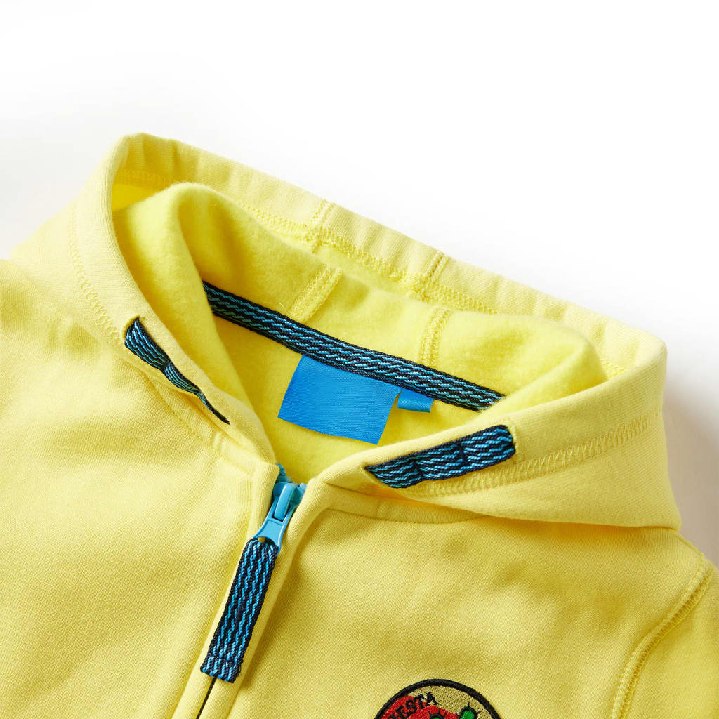 Sweatshirt para criança com capuz e fecho amarelo-claro 128 – Image 3