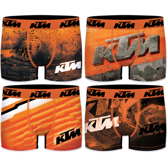 PACK 4 CALZONCILLOS BOXER ESTAMPADOS KTM PARA HOMBRE EN MICROFIBRA